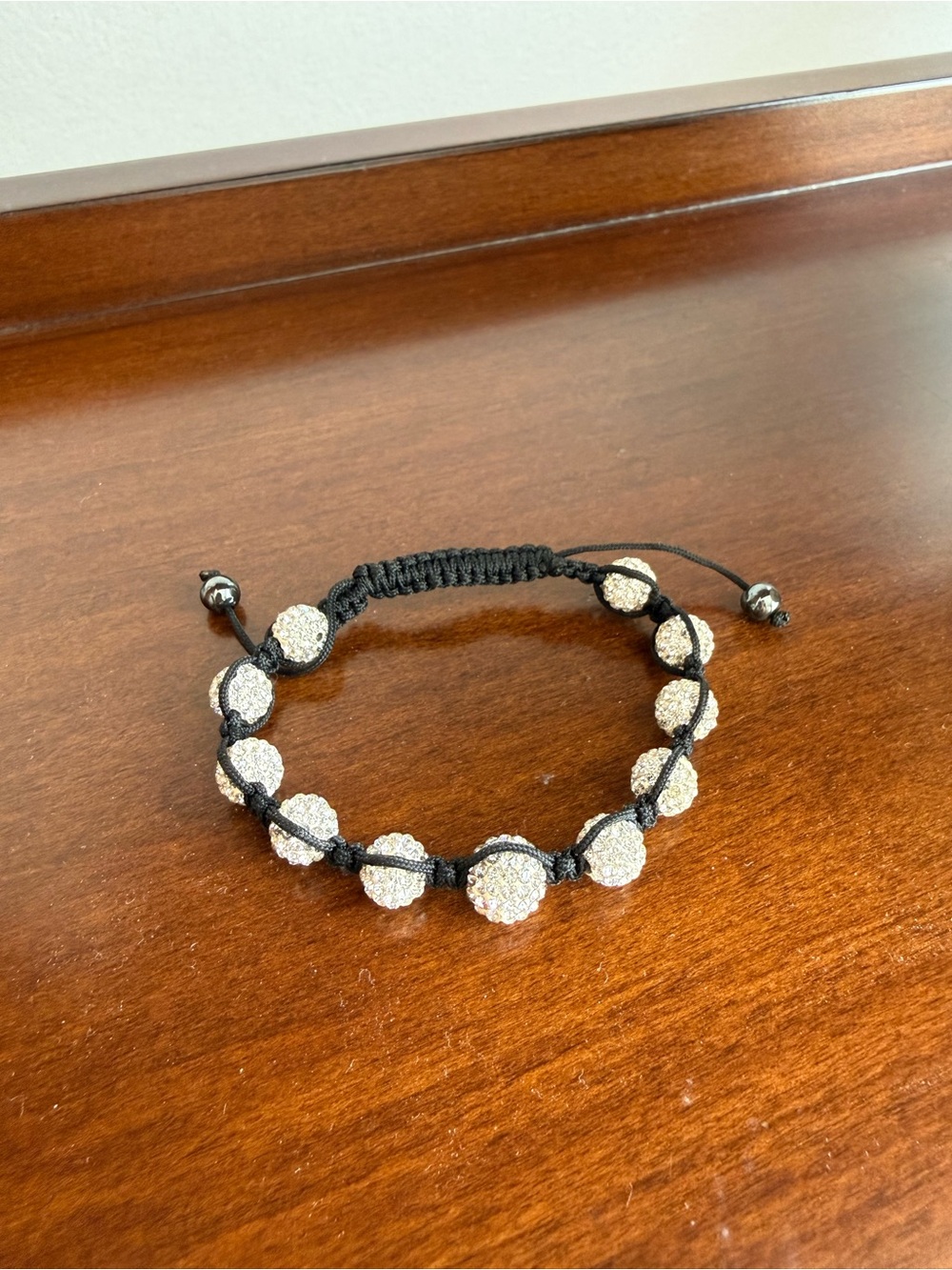 Pave Crystal Bead Macrame Bracelet